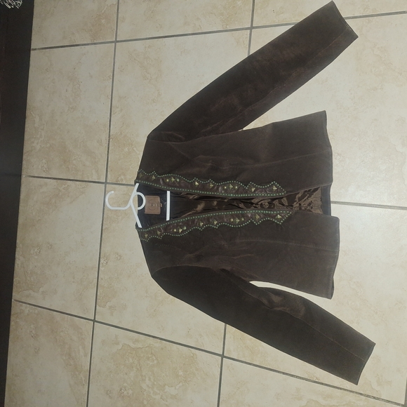 Double D Ranch Brown Suede Women's Jacket with Embellishments - Picture 2 of 4